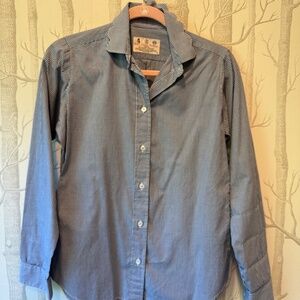 Kiel James Patrick Scallop Oxford Blue Check Shirt- Size Med